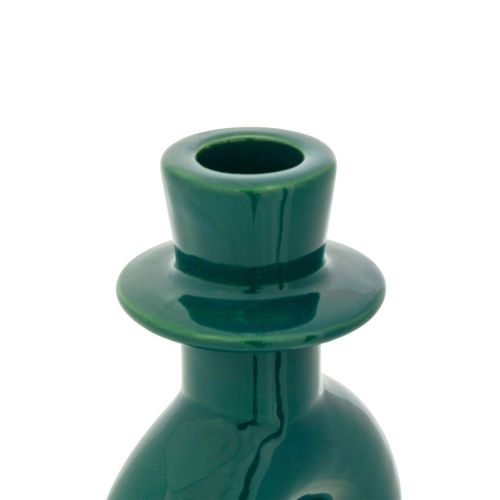 Lot De 2 Bougeoirs Chandeliers En Céramique Beige Et Vert