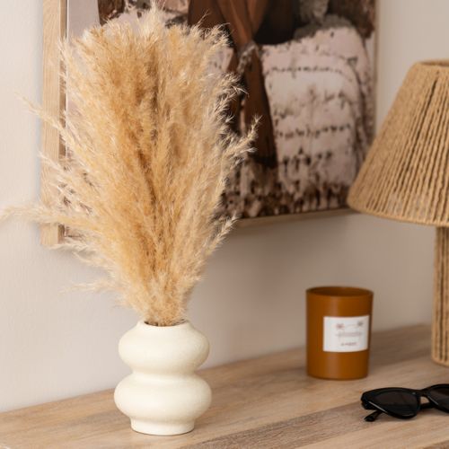 Composition Florale Avec Vase "glen" Vase En Céramique Blanc H42cm