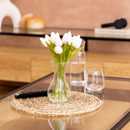 Composition Artificielle De Tulipes "hector" 28cm Blanc