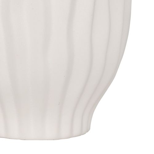 Vase Haut Strié En Céramique Texturée Blanc Mat D. 15 X H. 22 Cm