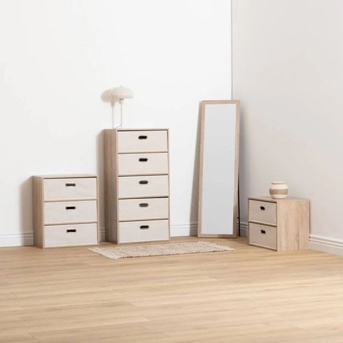 Chevet 2 Tiroirs Tissu Beige Dress Up