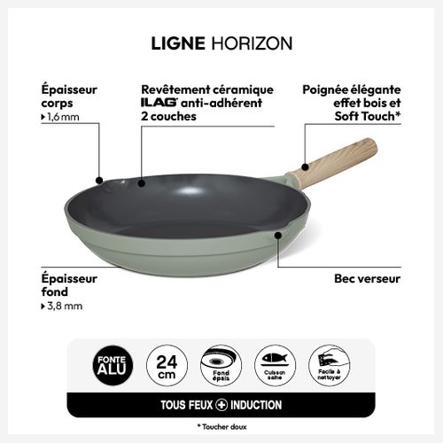 Poêle "horizon" En Aluminium Forgé Vert D24cm