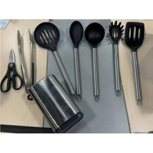 5 Ustensiles De Cuisine Avec Pot De Rangement En Inox