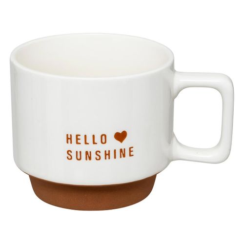 Lot De 4 Mugs Sur Rack "hello" 30cl Blanc