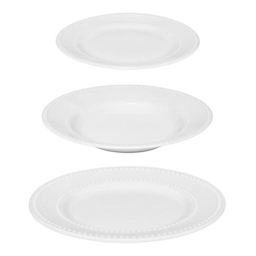 Service De Table En Porcelaine 18 Pièces "perle" 27cm Blanc