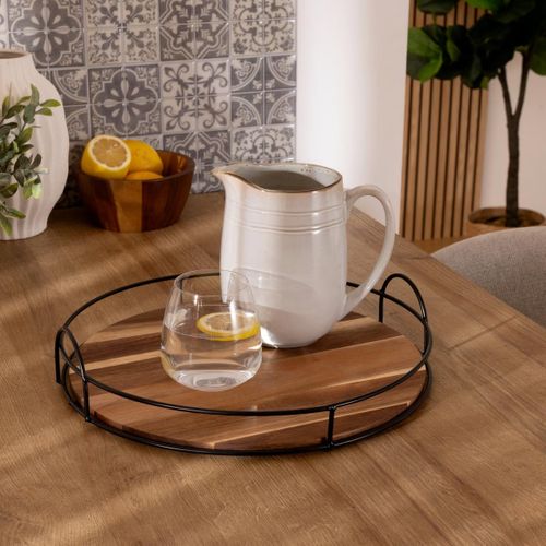 Plateau De Service En Bois "mina" 34cm Marron