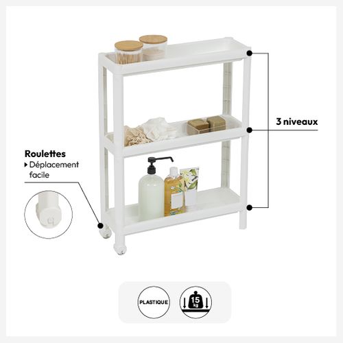 Desserte 3 Niveaux Plastique Blanc 5five