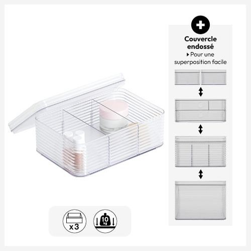 Organisateur "plastor" 3 Compartiments Gris 22,5x15,3cm