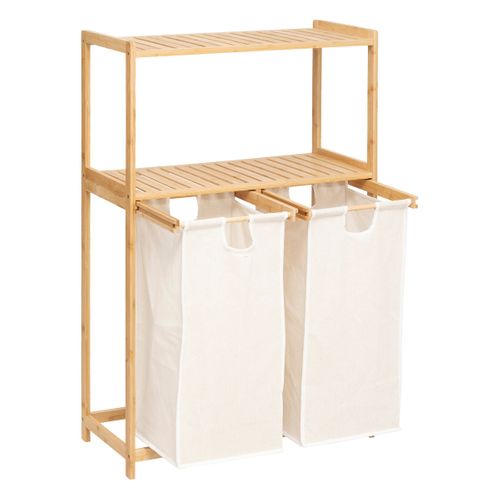 Meuble En Bambou 2 Étagères Et 2 Paniers à Linge H 109 Cm