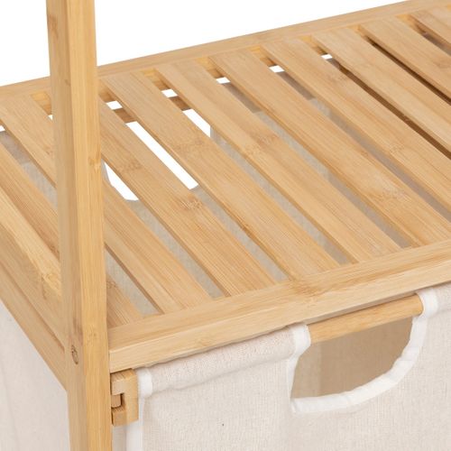 Meuble En Bambou 2 Étagères Et 2 Paniers à Linge H 109 Cm