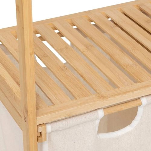 Meuble En Bambou 2 Étagères Et 2 Paniers à Linge H 109 Cm