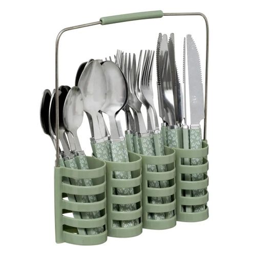 Ménagère 24 Pièces Avec Rack "géo" 24cm Vert