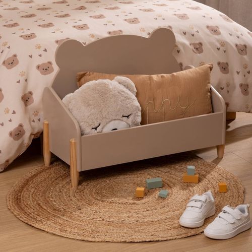 Coffre à Jouets Ourson 61 Cm Mdf Beige Atmosphera