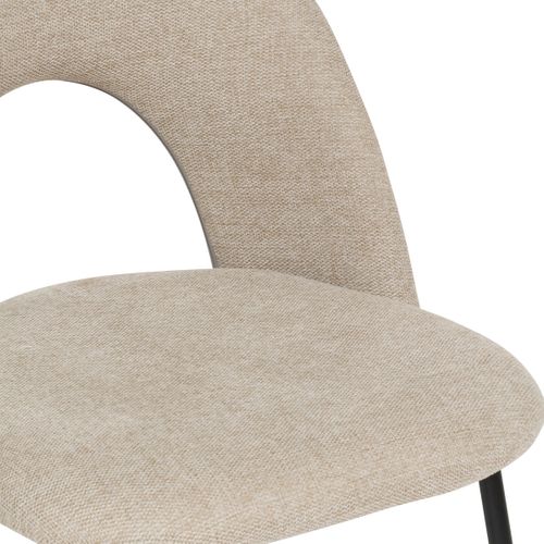 Chaise De Table Assise Beige Chiné Et Pied En Métal Noir H 81 Cm
