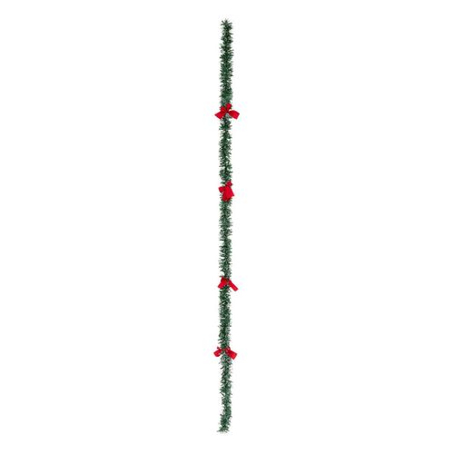 Guirlande De Noël Large 7.5 Cm Vert Avec Noeuds Rouge Longueur 2 Mètres