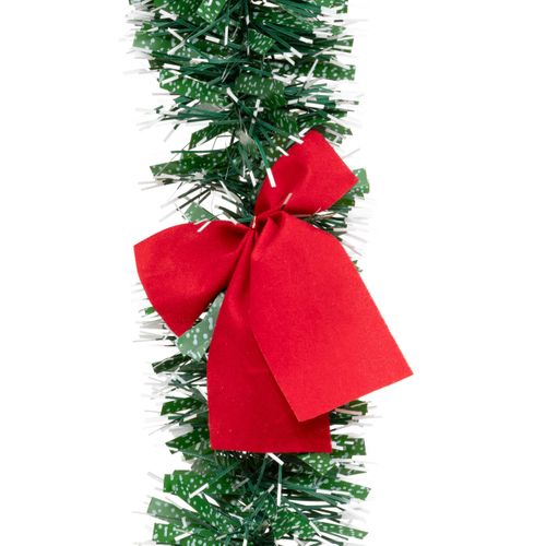Guirlande De Noël Large 7.5 Cm Vert Avec Noeuds Rouge Longueur 2 Mètres