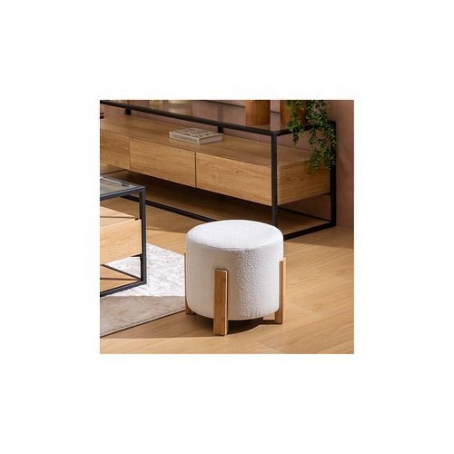 Tabouret D'appoint Bouclette Bansa Blanc Atmosphera