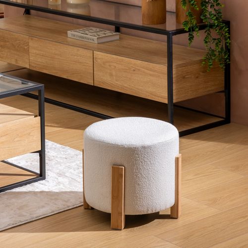 Tabouret D'appoint Bouclette Bansa Blanc Atmosphera