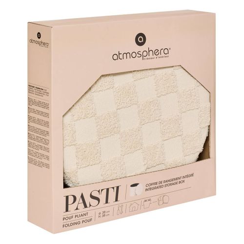 Pouf Pliant "pasti" Blanc D38x38cm