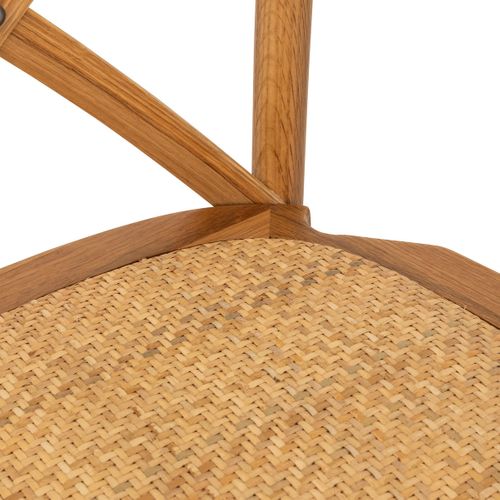 Tabouret Chaise De Bar Style Bistrot En Bois Beige Et Assise En Rotin Tressé