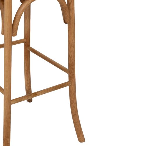 Tabouret Chaise De Bar Style Bistrot En Bois Beige Et Assise En Rotin Tressé