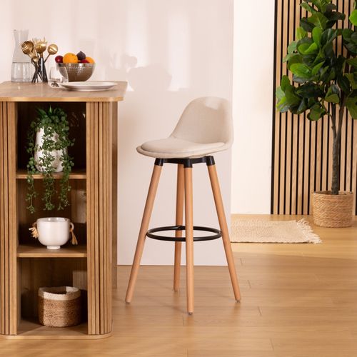 Tabouret Bar Maxon Tissu Blanc