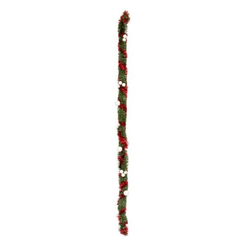 Guirlande De Noël Boa Large 10 Cm Vert Et Rouge Avec Déco Longueur 2.7 Mètres
