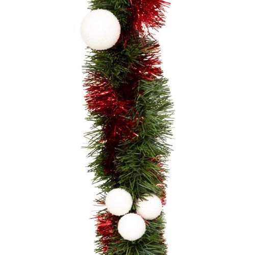 Guirlande De Noël Boa Large 10 Cm Vert Et Rouge Avec Déco Longueur 2.7 Mètres