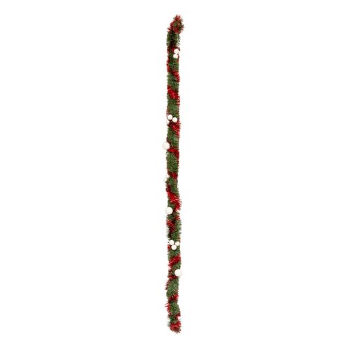 Guirlande De Noël Boa Large 10 Cm Vert Et Rouge Avec Déco Longueur 2.7 Mètres