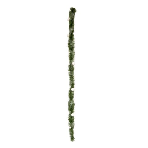 Guirlande De Noël Large 10 Cm Vert Scintillant Avec Déco Boules Blanc Neige Longueur 2.7 Mètres