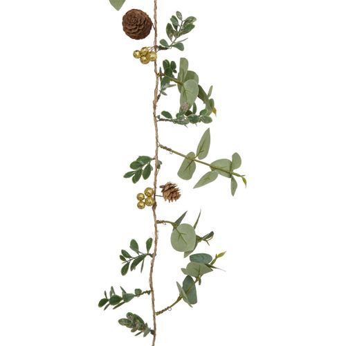Guirlande De Noël Feuilles Eucalyptus Pommes De Pin Boules Dorées L 150 Cm