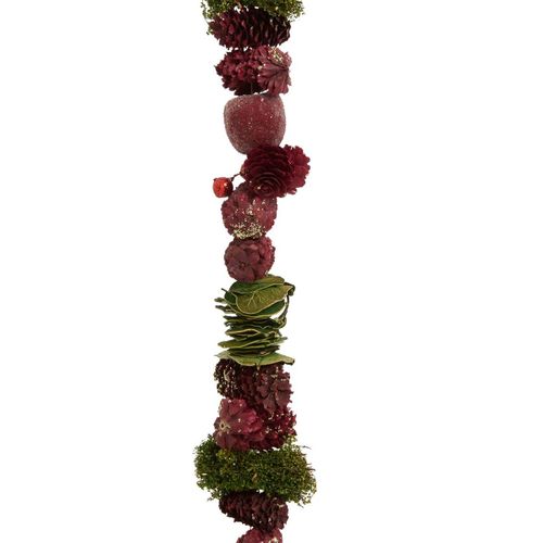 Guirlande De Noël Pommes Rouges Feuillage Vert Pommes De Pin L 100 Cm