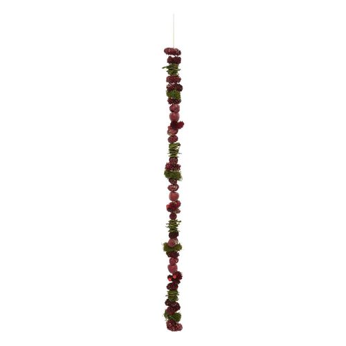 Guirlande De Noël Pommes Rouges Feuillage Vert Pommes De Pin L 100 Cm