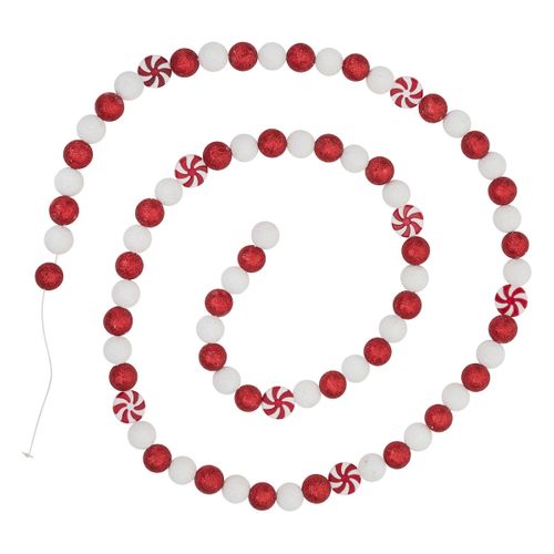 Guirlande De Noël Gourmandises Rouge Et Blanc L 180 Cm