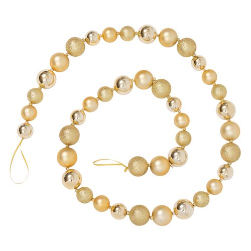 Guirlande De Noël Boules Dorées Brillantes Et Pailletées L 200 Cm