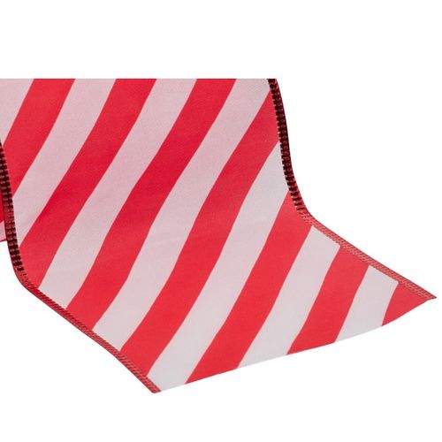 Guirlande De Noël Ruban Rayé Rouge Et Blanc Rouge Avec Liseré 12 Cm X 5 M