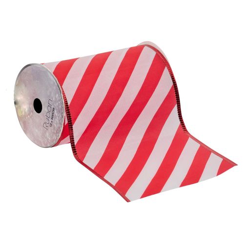 Guirlande De Noël Ruban Rayé Rouge Et Blanc Rouge Avec Liseré 12 Cm X 5 M