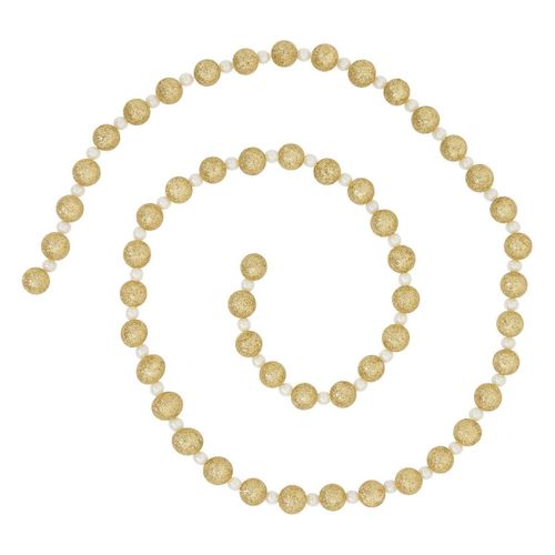 Guirlande De Noël Boules Dorées Pailletées Et Perles Nacrées  L 180 Cm