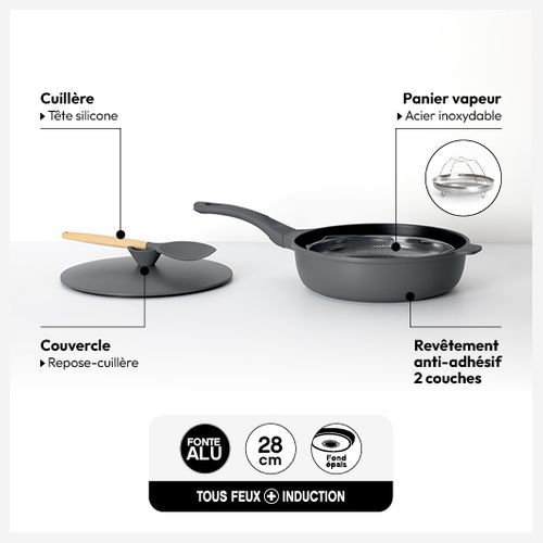 Sauteuse D28cm En Fonte D'aluminium Gris