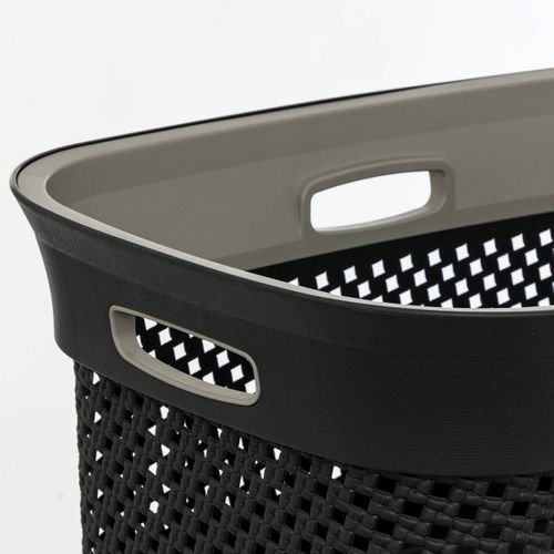 Panier à Linge 45l Gris Anthracite 4 Poignées Intégrées