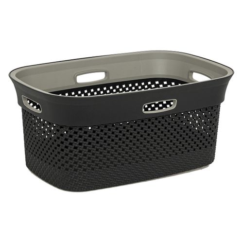Panier à Linge 45l Gris Anthracite 4 Poignées Intégrées
