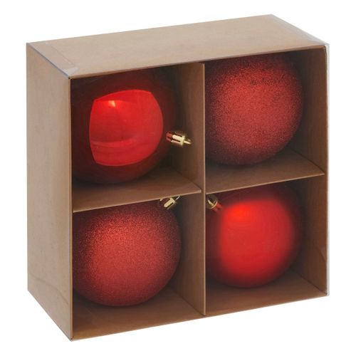 Déco De Sapin Lot De 4 Boules De Noël Gm D 10 Cm - Rouge
