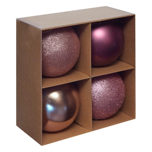 Déco De Sapin Lot De 4 Boules De Noël Gm D 10 Cm - Rose