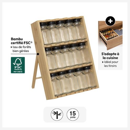 Présentoir à Épices "bambou Cuisine" 15 Pots