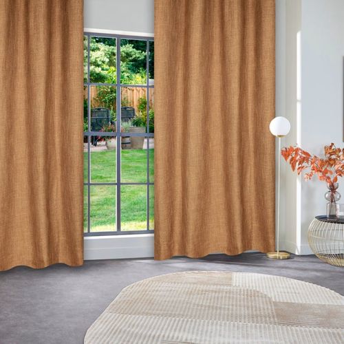 Rideau à Oeillets Tissu Marron Cannelle 140 X 260 Cm