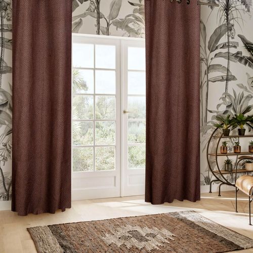 Rideau à Oeillets En Maille Marron Tonka 140 X 260 Cm