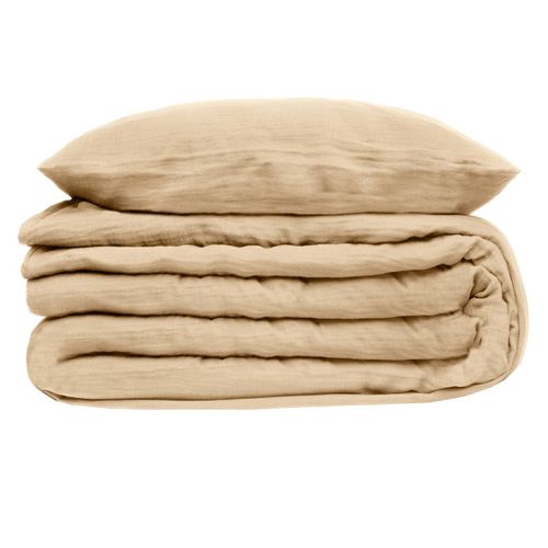 Parure De Lit 3 Pièces "flora" Gaze De Coton Lin 240x220cm