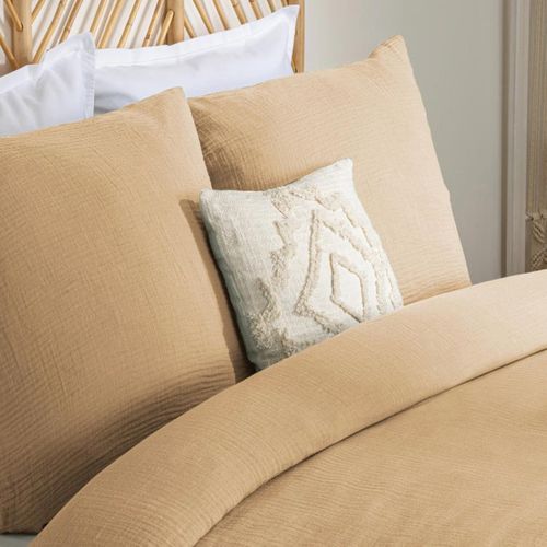 Parure De Lit 3 Pièces "flora" Gaze De Coton Lin 260x240cm