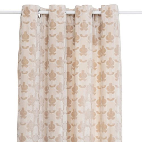 Rideau Jacquard En Velours "luna" 140x260cm Beige Lin