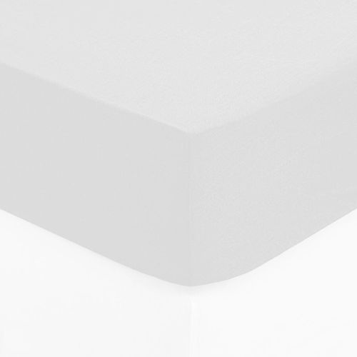Drap Housse Aspect Coton Lavé - 140x190 Cm - Blanc